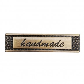 Çanta Aksesuar Handmade Yazılı Metal Etiket 4x1 cm Plaka Süs Antik Renk
