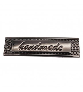 Çanta Aksesuar Handmade Yazılı Metal Etiket 4x1 cm Plaka Süs Füme Renk