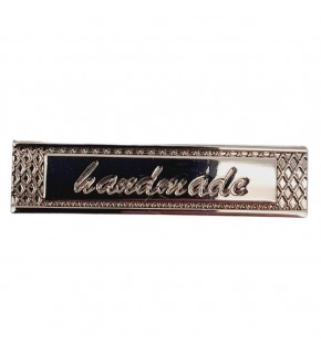 Çanta Aksesuar Handmade Yazılı Metal Etiket 4x1 cm Plaka Süs Gümüş Renk