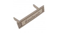Çanta Aksesuar Handmade Yazılı Metal Etiket 4x1 cm Plaka Süs Gümüş Renk