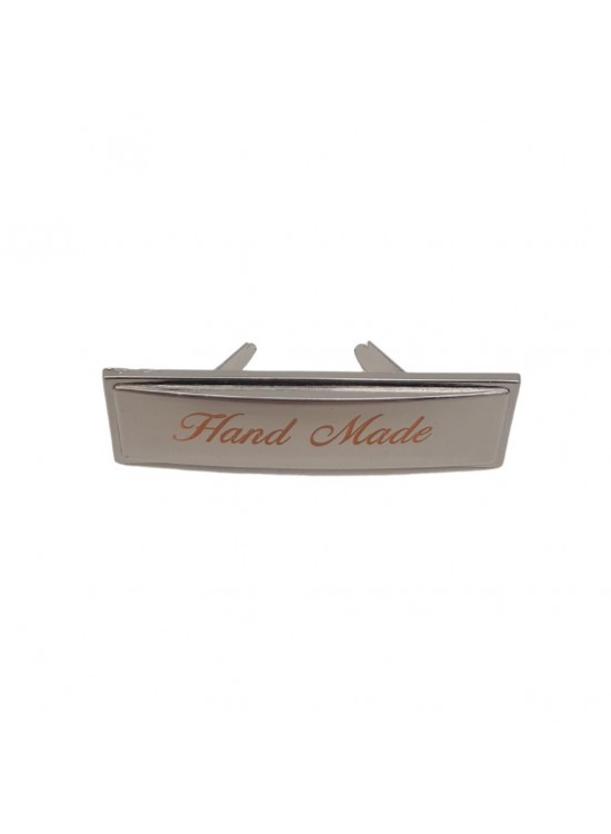 Çanta Aksesuar Handmade Yazılı Metal Etiket Plaka Süs Gümüş Renk