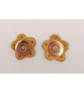 Çanta Aksesuar Hardal Gerçek Derili Çiçek Model Mıknatıslı Çıtçıt Light Gold Metalli