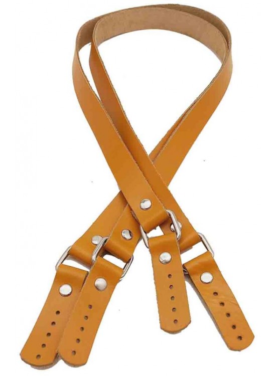 Çanta Aksesuar Hardal Sarı Renk Karedört Model Gerçek Deri Çanta Sapı (Gümüş Metal)