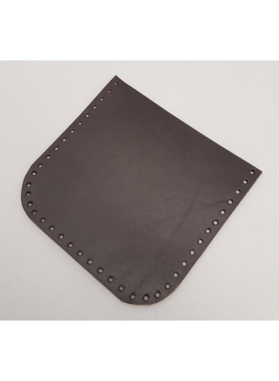 Çanta Aksesuar Kahverengi Gerçek Deri 12x12 cm Oval Kenar Cep