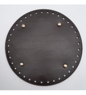 Çanta Aksesuar Kahverengi Suni Deri 22 cm Yuvarlak Çanta Tabanı Light Gold Metalli