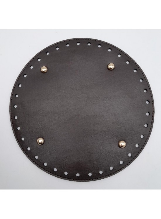 Çanta Aksesuar Kahverengi Suni Deri 22 cm Yuvarlak Çanta Tabanı Light Gold Metalli