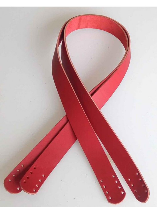Çanta Aksesuar Kırmızı Renk Gerçek Deri 70X2.3 Cm Çift Sap