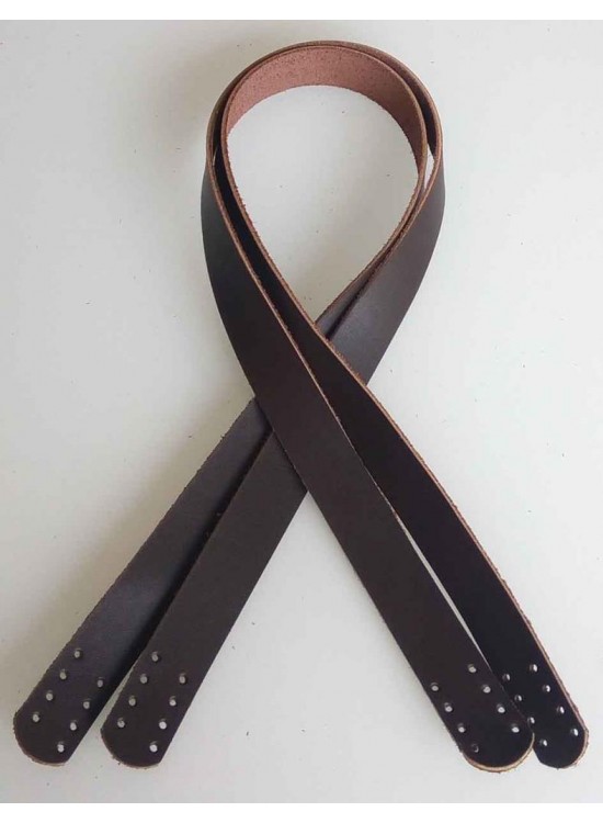 Çanta Aksesuar Koyu Kahverengi Gerçek Deri 70X2.3 Cm Çift Sap