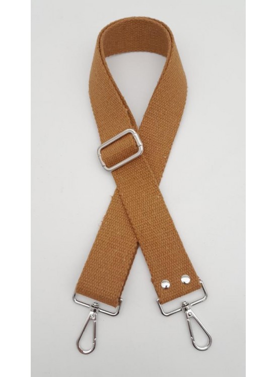 Çanta Aksesuar Koyu Sütlü Kahve 120X4 Cm Pamuklu Kolon Gümüş Metal