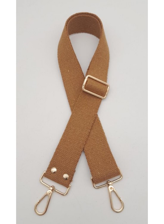 Çanta Aksesuar Koyu Sütlü Kahve 120X4 Cm Pamuklu Kolon Light Gold Metal