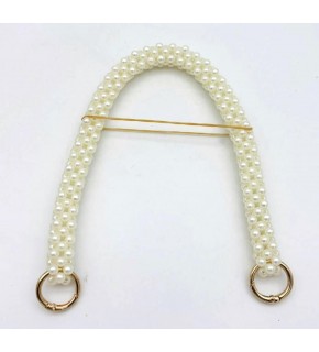 Çanta Aksesuar  Krem Renk 39 cm Boncuklu  Çanta Sapı Light Gold Metalli