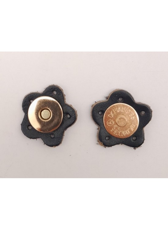 Çanta Aksesuar Lacivert Gerçek Derili Çiçek Model Mıknatıslı Çıtçıt Light Gold Metalli