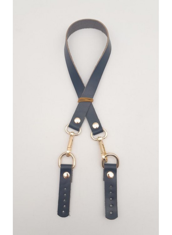 Çanta Aksesuar Lacivert Renk 60x1.5 cm Gerçek Deri Çanta Sapı Light Gold Metalli