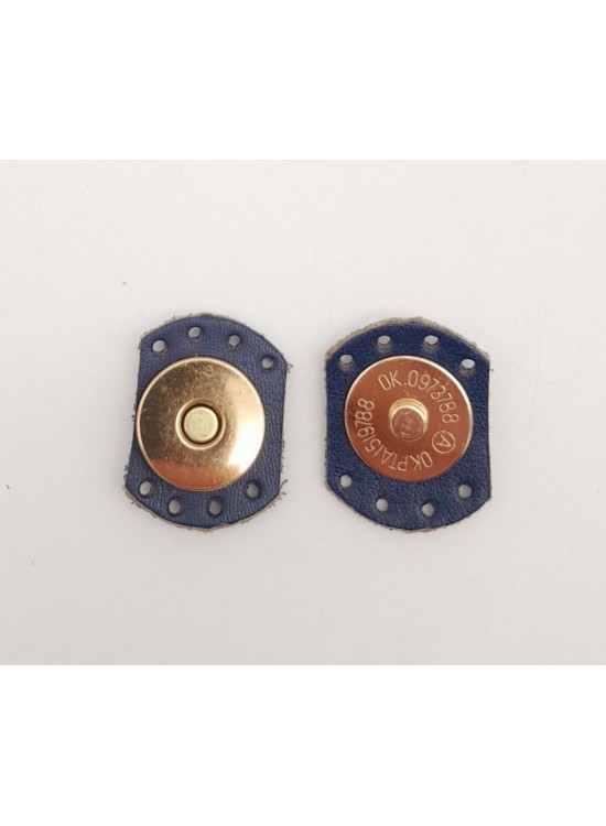 Çanta Aksesuar Lacivert Renk Gerçek Derili Oval Kenar Mıknatıslı Çıtçıt Light Gold Metalli