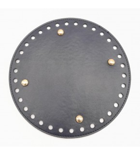Çanta Aksesuar Lacivert Suni Deri 20 cm Yuvarlak Çanta Tabanı Light Gold Metalli