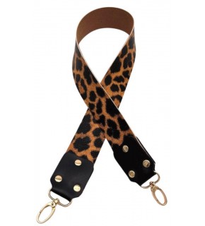 Çanta Aksesuar Ledi Moel Leopar Desenli Tek Çanta Sapı Light Gold Metalli