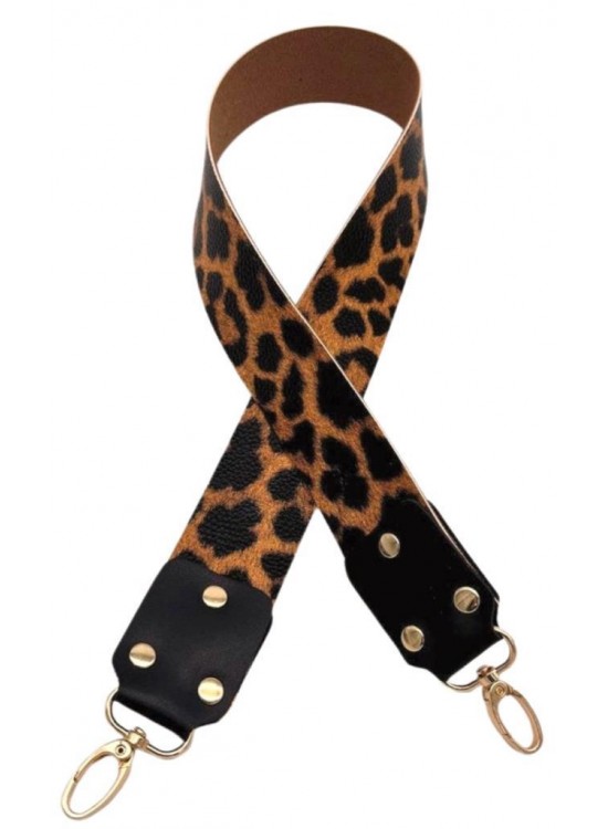 Çanta Aksesuar Ledi Moel Leopar Desenli Tek Çanta Sapı Light Gold Metalli