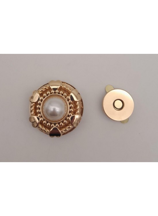 Çanta Aksesuar Light Gold İncili Mıknatıslı Kilit No:86