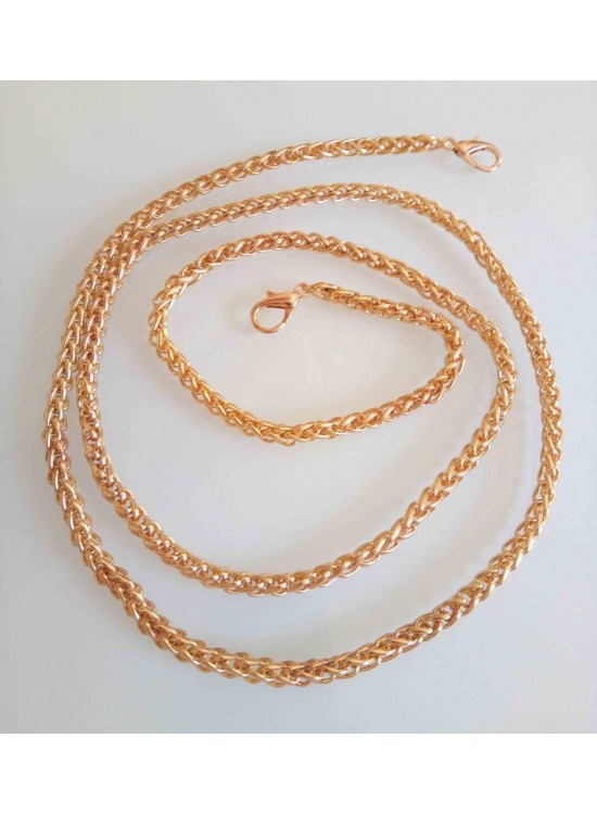 Çanta Aksesuar Light Gold Renk Örgü Model Çanta Zinciri (120 Cm)