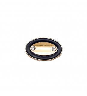 Çanta Aksesuar Light Gold Siyah Çerçeveli Oval Plaka Süs