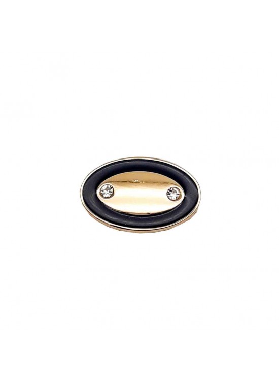 Çanta Aksesuar Light Gold Siyah Çerçeveli Oval Plaka Süs