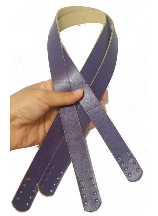 Çanta Aksesuar Mor Renk Gerçek Deri 70X2.3 Cm Çift Sap