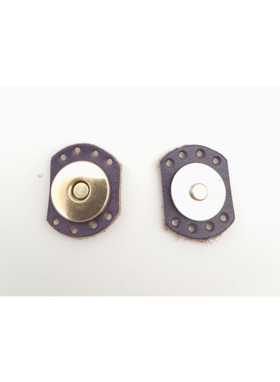 Çanta Aksesuar Mor Renk Gerçek Derili Oval Kenar Mıknatıslı Çıtçıt Light Gold Metalli