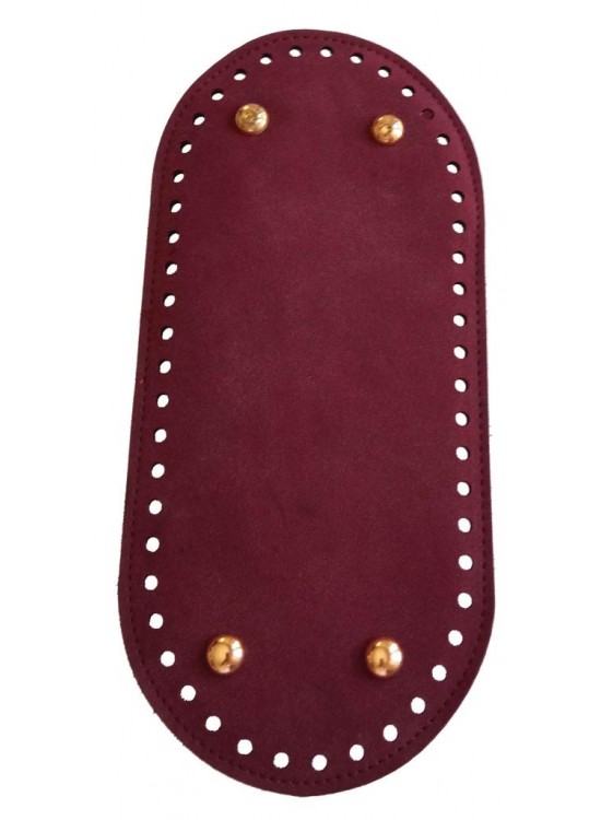 Çanta Aksesuar Nubuk Deri, Bordo Renk Oval Taban 25X12 Cm Light Gold Metalli