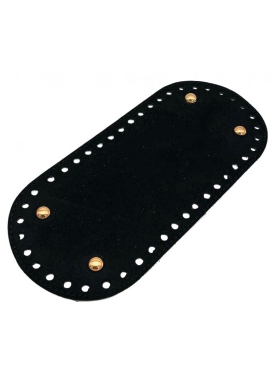 Çanta Aksesuar Nubuk Deri, Siyah Renk Oval Taban 25X12 Cm Light Gold Metalli