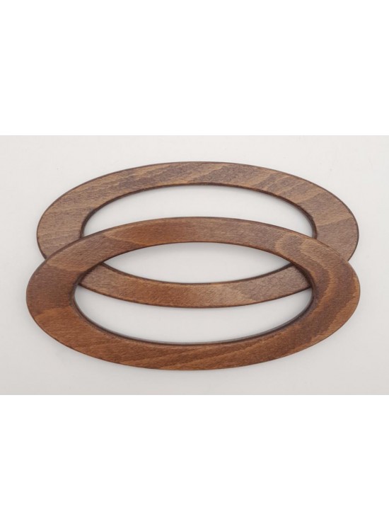 Çanta Aksesuar Oval Model 9x19.5 cm Koyu Ahşap Renk Ahşap Çanta Sapı