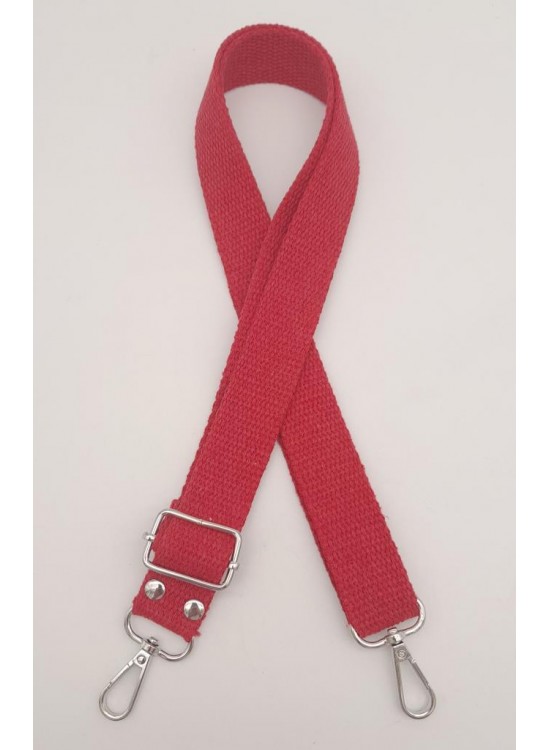 Çanta Aksesuar Pamuklu Kolon 120X3 Cm Kırmızı Gümüş Metalli