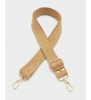 Çanta Aksesuar Pamuklu Kolon 120X3 Cm Koyu Sütlü Kahve Light Gold Metalli
