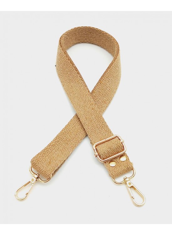 Çanta Aksesuar Pamuklu Kolon 120X3 Cm Koyu Sütlü Kahve Light Gold Metalli