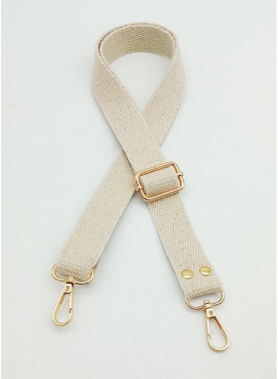 Çanta Aksesuar Pamuklu Kolon 120X3 Cm Krem Light Gold Metalli