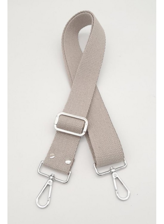 Çanta Aksesuar Pamuklu Kolon 120X4 Cm Gümüş Metal Bej