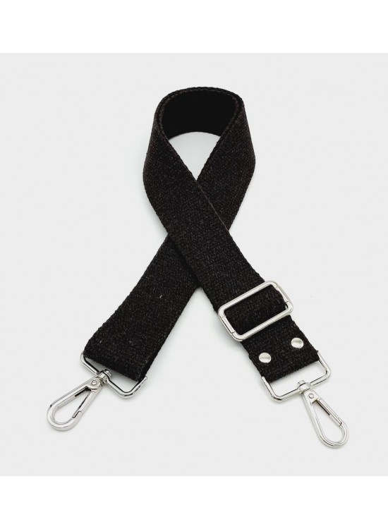 Çanta Aksesuar Pamuklu Kolon 120X4 Cm Gümüş Metal Kahverengi