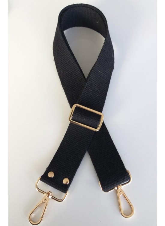 Çanta Aksesuar Pamuklu Kolon 120X4 Cm Light Gold Metal Siyah
