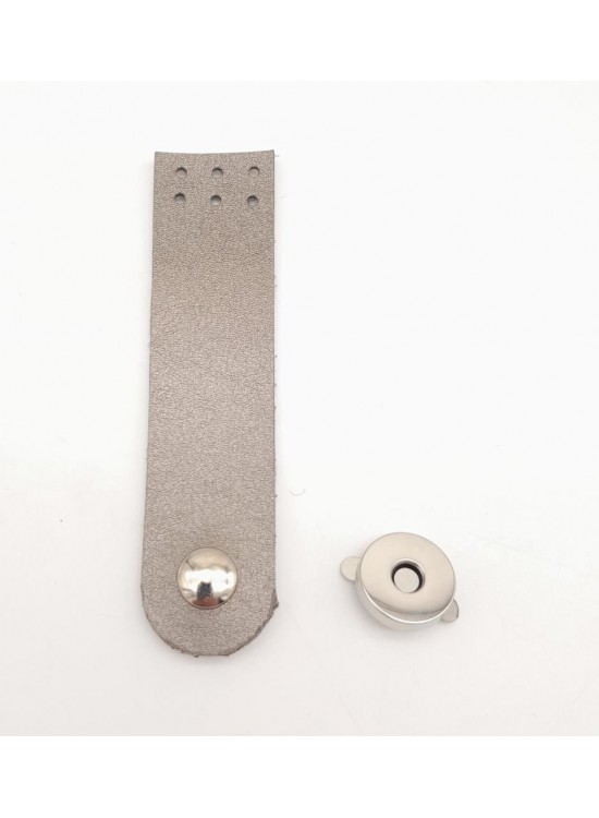 Çanta Aksesuar Parlak Gri Renk Tek Kat Suni Deri Kapak 10.5x2.5 cm Gümüş Metal