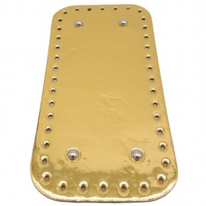 Çanta Aksesuar Parlak Rugan Deri 25x12 cm Dikdörtgen Çanta Tabanı Gold Renk Gümüş Metalli