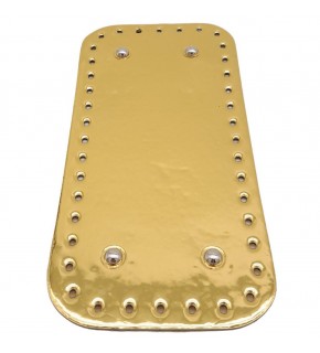 Çanta Aksesuar Parlak Rugan Deri 25x12 cm Dikdörtgen Çanta Tabanı Gold Renk Gümüş Metalli