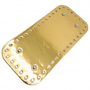 Çanta Aksesuar Parlak Rugan Deri 25x12 cm Dikdörtgen Çanta Tabanı Gold Renk Gümüş Metalli