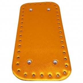 Çanta Aksesuar Parlak Rugan Deri 25x12 cm Dikdörtgen Çanta Tabanı Turuncu Renk Gümüş Metalli