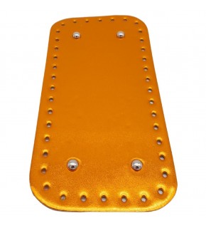 Çanta Aksesuar Parlak Rugan Deri 25x12 cm Dikdörtgen Çanta Tabanı Turuncu Renk Gümüş Metalli