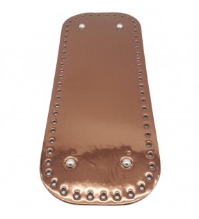 Çanta Aksesuar Parlak Rugan Deri 32x12 cm Dikdörtgen Çanta Tabanı Bakır Renk Gümüş Metalli