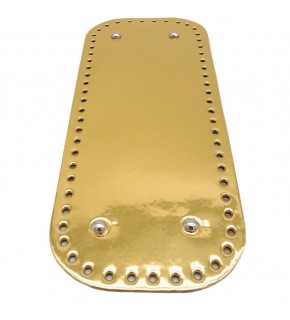 Çanta Aksesuar Parlak Rugan Deri 32x12 cm Dikdörtgen Çanta Tabanı Gold Renk Gümüş Metalli