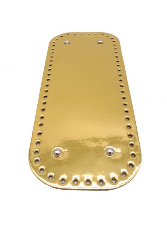 Çanta Aksesuar Parlak Rugan Deri 32x12 cm Dikdörtgen Çanta Tabanı Gold Renk Gümüş Metalli