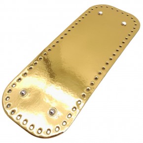 Çanta Aksesuar Parlak Rugan Deri 32x12 cm Dikdörtgen Çanta Tabanı Gold Renk Gümüş Metalli