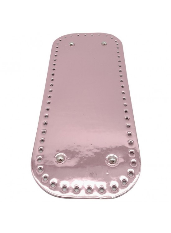 Çanta Aksesuar Parlak Rugan Deri 32x12 cm Dikdörtgen Çanta Tabanı Pudra Renk Gümüş Metalli