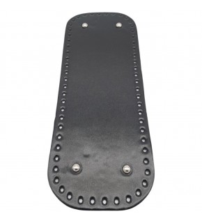 Çanta Aksesuar Parlak Rugan Deri 32x12 cm Dikdörtgen Çanta Tabanı Siyah Renk Gümüş Metalli