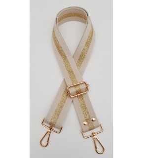 Çanta Aksesuar Polyester Kolon 120X4 Cm Bej Renk Simli Light Gold Metalli